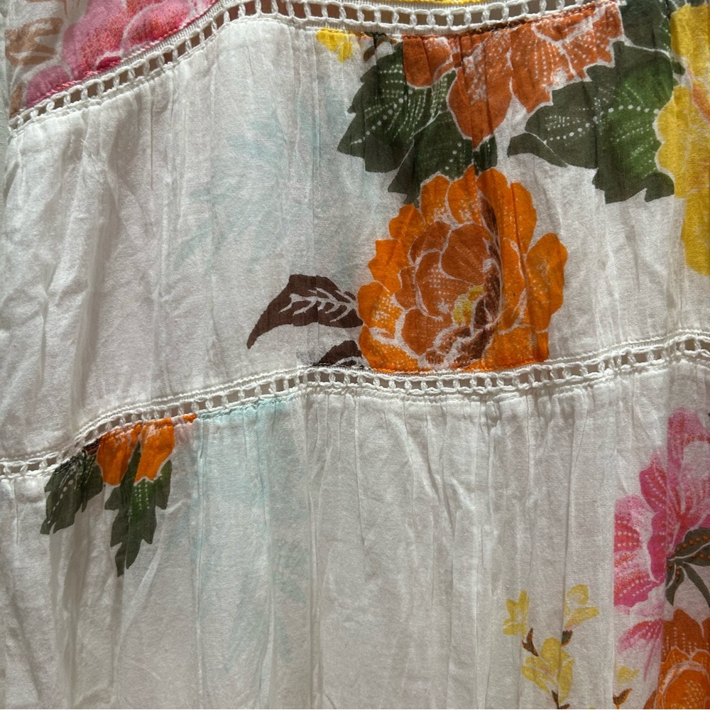 Anthropologie Farm Rio Havana Cotton Floral Maxi Dress Bohemian Style - Size XS - Picture 6 of 14
